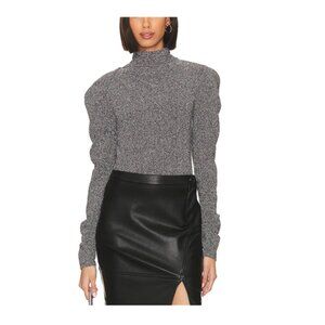 Steve Madden Estella Metallic Puff Shoulder Knit Top